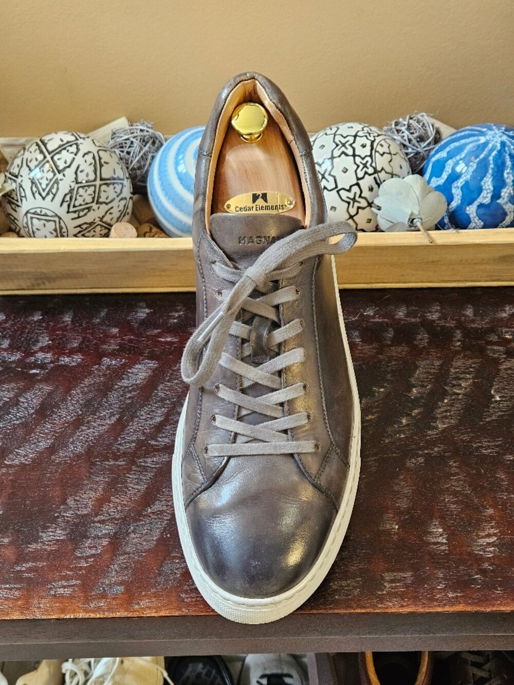 Magnanni Men's Leather Sneakers, Gray, Sz 13 - Picture 10 of 16